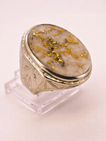 10K White Gold Quartz Signet Ring