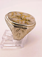 10K White Gold Quartz Signet Ring