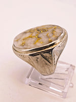 10K White Gold Quartz Signet Ring