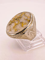 10K White Gold Quartz Signet Ring