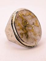 10K White Gold Quartz Signet Ring