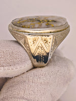 10K White Gold Quartz Signet Ring