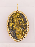 14k BLACK Gold Quartz Pendant RARE