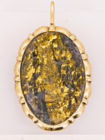 14k BLACK Gold Quartz Pendant RARE