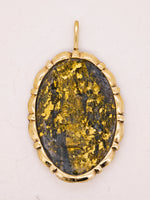 14k BLACK Gold Quartz Pendant RARE
