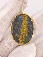 14k BLACK Gold Quartz Pendant RARE