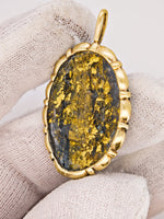 14k BLACK Gold Quartz Pendant RARE