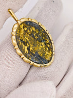 14k BLACK Gold Quartz Pendant RARE