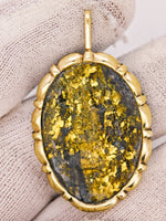 14k BLACK Gold Quartz Pendant RARE