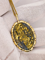 14k BLACK Gold Quartz Pendant RARE