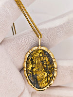 14k BLACK Gold Quartz Pendant RARE