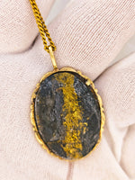 14k BLACK Gold Quartz Pendant RARE