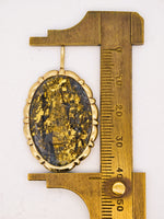14k BLACK Gold Quartz Pendant RARE