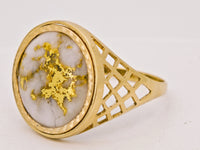 9ct 16to1 Mine Round Gold Quartz Ring GEM-Grade