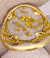 9ct 16to1 Mine Round Gold Quartz Ring GEM-Grade