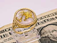 9ct 16to1 Mine Round Gold Quartz Ring GEM-Grade