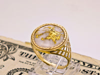 9ct 16to1 Mine Round Gold Quartz Ring GEM-Grade