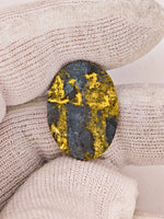8.67ct Black Oval Gold Quartz Cabochon GRAIL