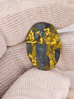 8.67ct Black Oval Gold Quartz Cabochon GRAIL