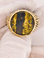 10K 11.20ct Black Gold in Quartz Ring