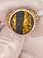 10K 11.20ct Black Gold in Quartz Ring