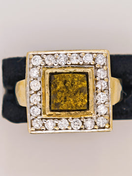 9ct Black Gold Quartz & Diamond Accent Ring