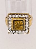 9ct Black Gold Quartz & Diamond Accent Ring