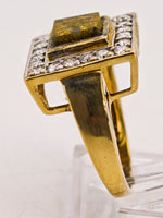 9ct Black Gold Quartz & Diamond Accent Ring