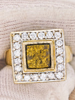 9ct Black Gold Quartz & Diamond Accent Ring