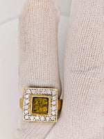 9ct Black Gold Quartz & Diamond Accent Ring