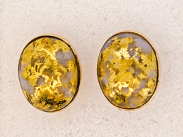 14K Oval Gold Quartz Earrings 16:1 Mine