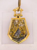 10K Antique HUGE 3-Panel Gold Quartz Pendant - 19.1 Grams