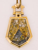 10K Antique HUGE 3-Panel Gold Quartz Pendant - 19.1 Grams