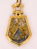 10K Antique HUGE 3-Panel Gold Quartz Pendant - 19.1 Grams