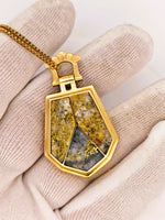 10K Antique HUGE 3-Panel Gold Quartz Pendant - 19.1 Grams
