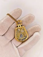 10K Antique HUGE 3-Panel Gold Quartz Pendant - 19.1 Grams