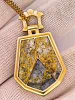 10K Antique HUGE 3-Panel Gold Quartz Pendant - 19.1 Grams