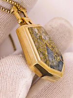 10K Antique HUGE 3-Panel Gold Quartz Pendant - 19.1 Grams