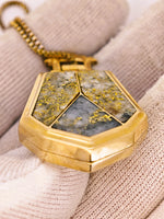 10K Antique HUGE 3-Panel Gold Quartz Pendant - 19.1 Grams
