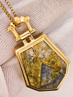 10K Antique HUGE 3-Panel Gold Quartz Pendant - 19.1 Grams