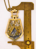 10K Antique HUGE 3-Panel Gold Quartz Pendant - 19.1 Grams