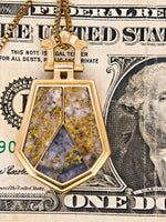 10K Antique HUGE 3-Panel Gold Quartz Pendant - 19.1 Grams
