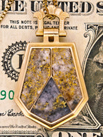 10K Antique HUGE 3-Panel Gold Quartz Pendant - 19.1 Grams
