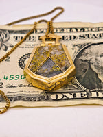 10K Antique HUGE 3-Panel Gold Quartz Pendant - 19.1 Grams