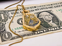 10K Antique HUGE 3-Panel Gold Quartz Pendant - 19.1 Grams