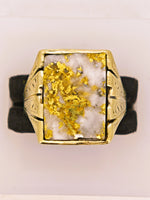 22K Engraved Gold Quartz Ring - 16to1 Mine - STUNNING