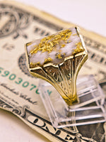 22K Engraved Gold Quartz Ring - 16to1 Mine - STUNNING