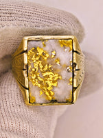 22K Engraved Gold Quartz Ring - 16to1 Mine - STUNNING