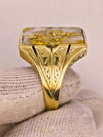 22K Engraved Gold Quartz Ring - 16to1 Mine - STUNNING