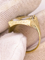 22K Engraved Gold Quartz Ring - 16to1 Mine - STUNNING